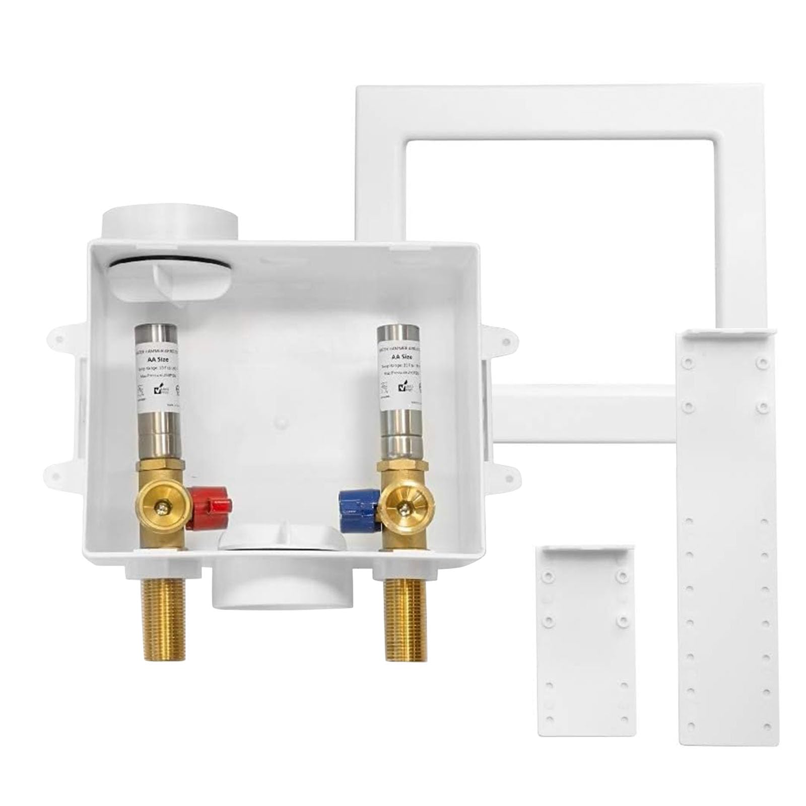 Seelink Washing Machine Outlet Box, Center Drain/Side Drain, 1/2 Inch MIP Sweat Inlet x 3/4 Inch MHT Outlet Connection, with Stainless Steel Water Hammer Arrestor (Pack of 50)