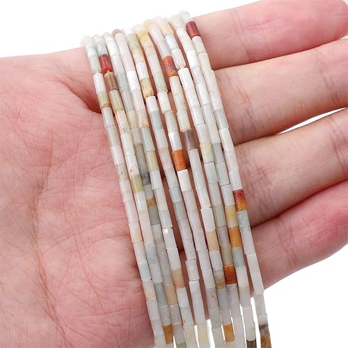 Miniatura 6 de Granos de tubo de amazonita natural cilíndrico 0.079x0.157 in 15.0 inStrand cuentas de piedra para la fabricación de joyas