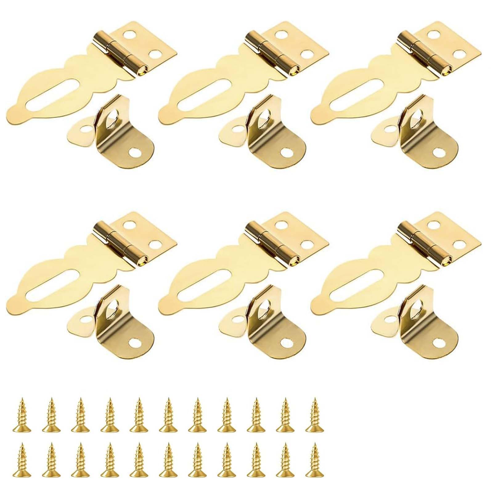MANICAF Pack of 6 Padlock Hasp Mini, Gold Metal Latch Lock with Screws for Wooden Box Jewellery Box Suitcase Furniture Buckle Lock