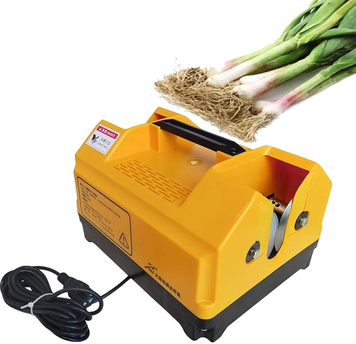 MYFTNP Electric Garlic Root Stem Cutter, Garlic Top Tails Remover Machine, Double Head Cutting Garlic Root Cutter, Cut Beard And Roots, For Garden Garlic, Onion, Single Garlic Yellow
