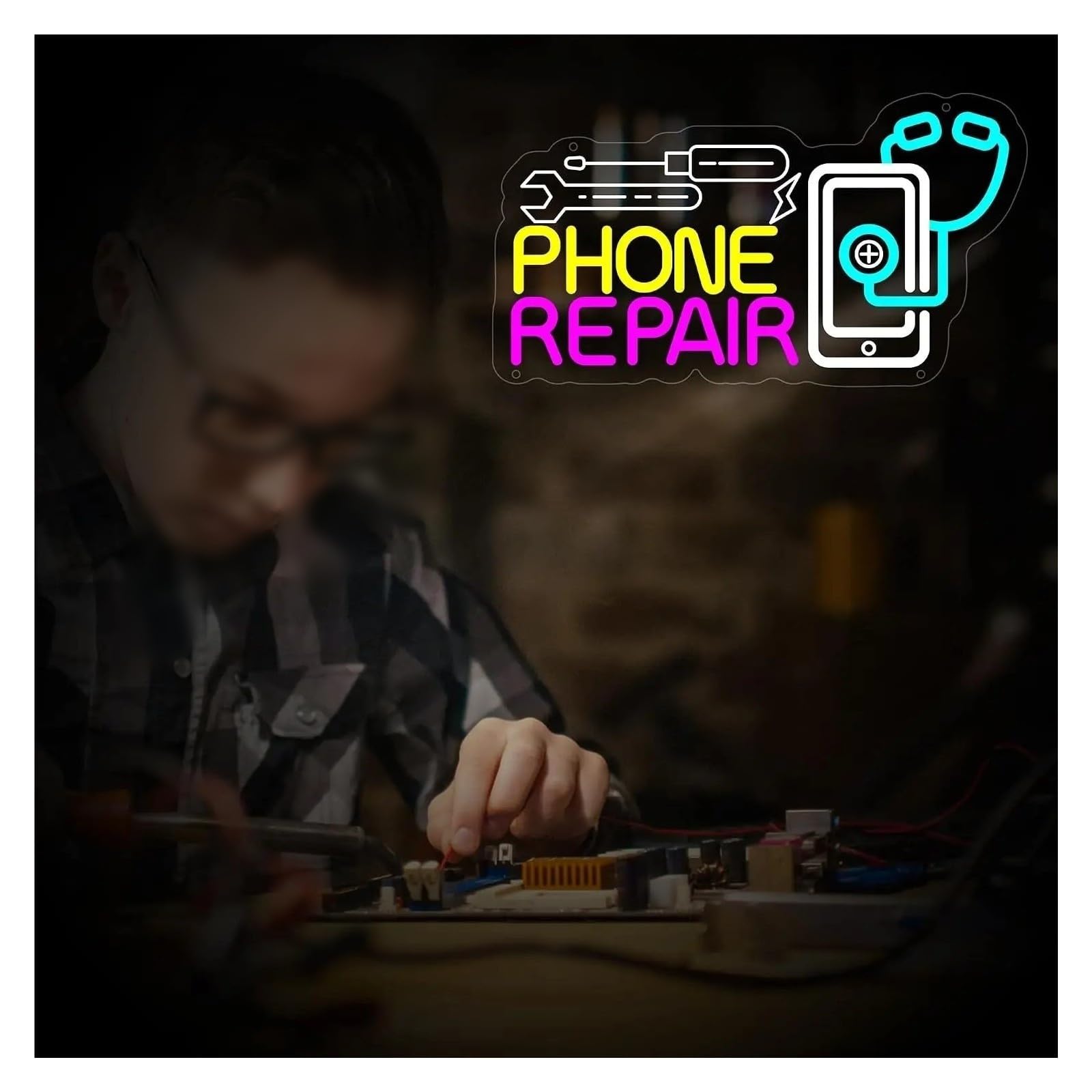 Insegna al Neon Insegna Al Neon LED "Phone Repair"