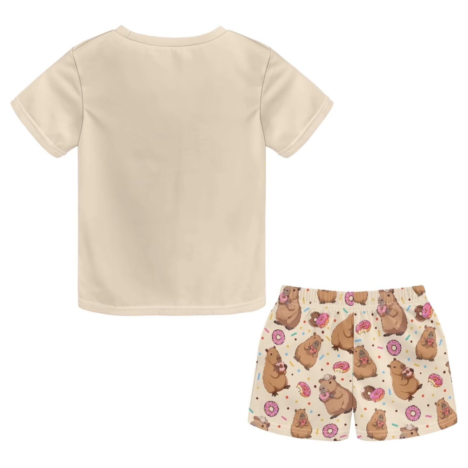 Conjunto de pijama de verano de manga corta para niñas, ropa de dormir de 2 piezas con bolsillos