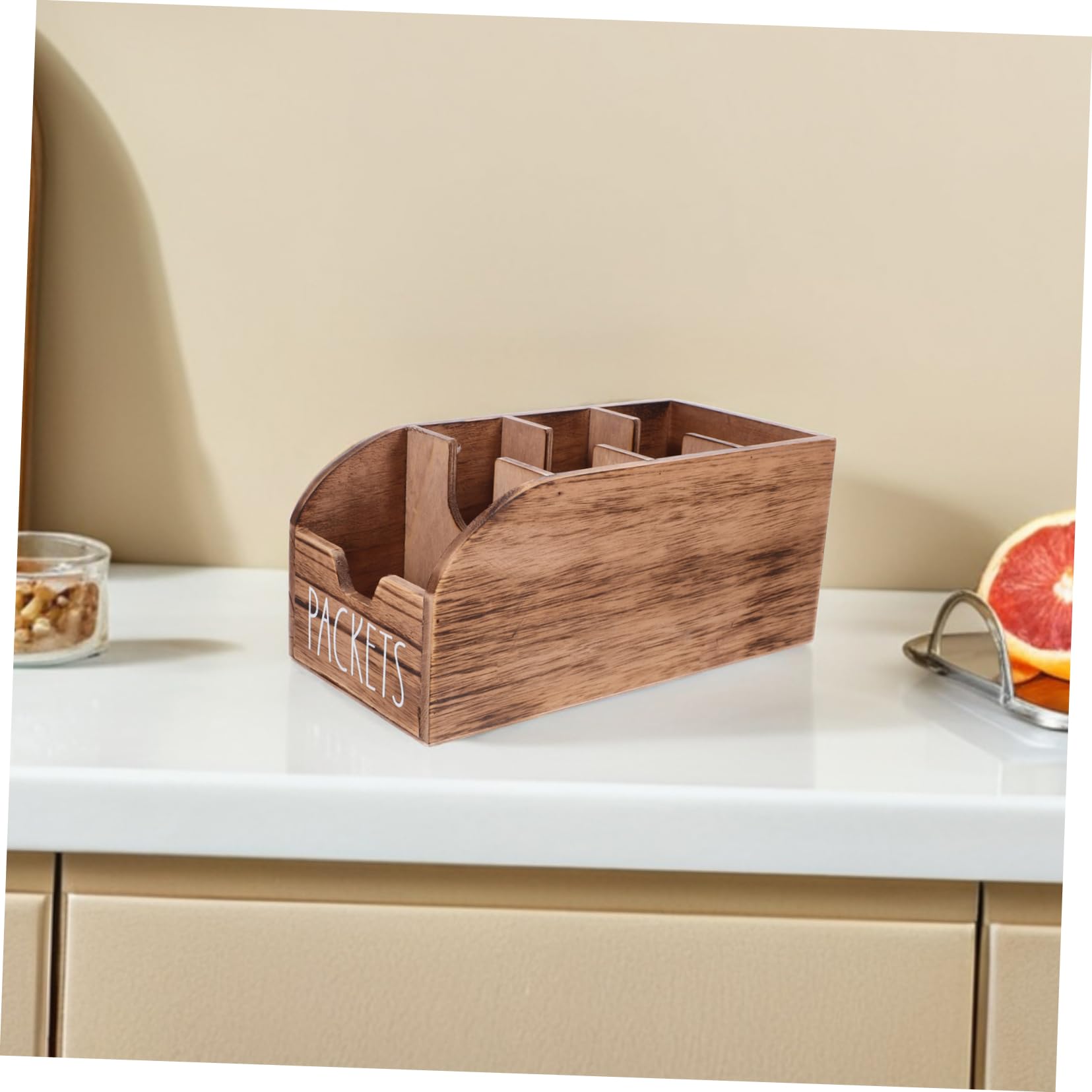 Scatola Porta Bustine di Tè in Legno Marrone per Cucina