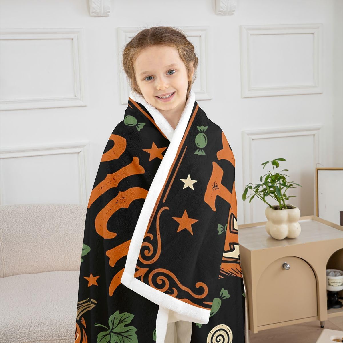 Feelyou Halloween Fleece Throw Blanket Pumpkin Sherpa Blanket for Kids Women Men Plush Fuzzy Horror Theme Twin 60"x80" for Bed Couch Chair Living Room Bedroom Decor image 5