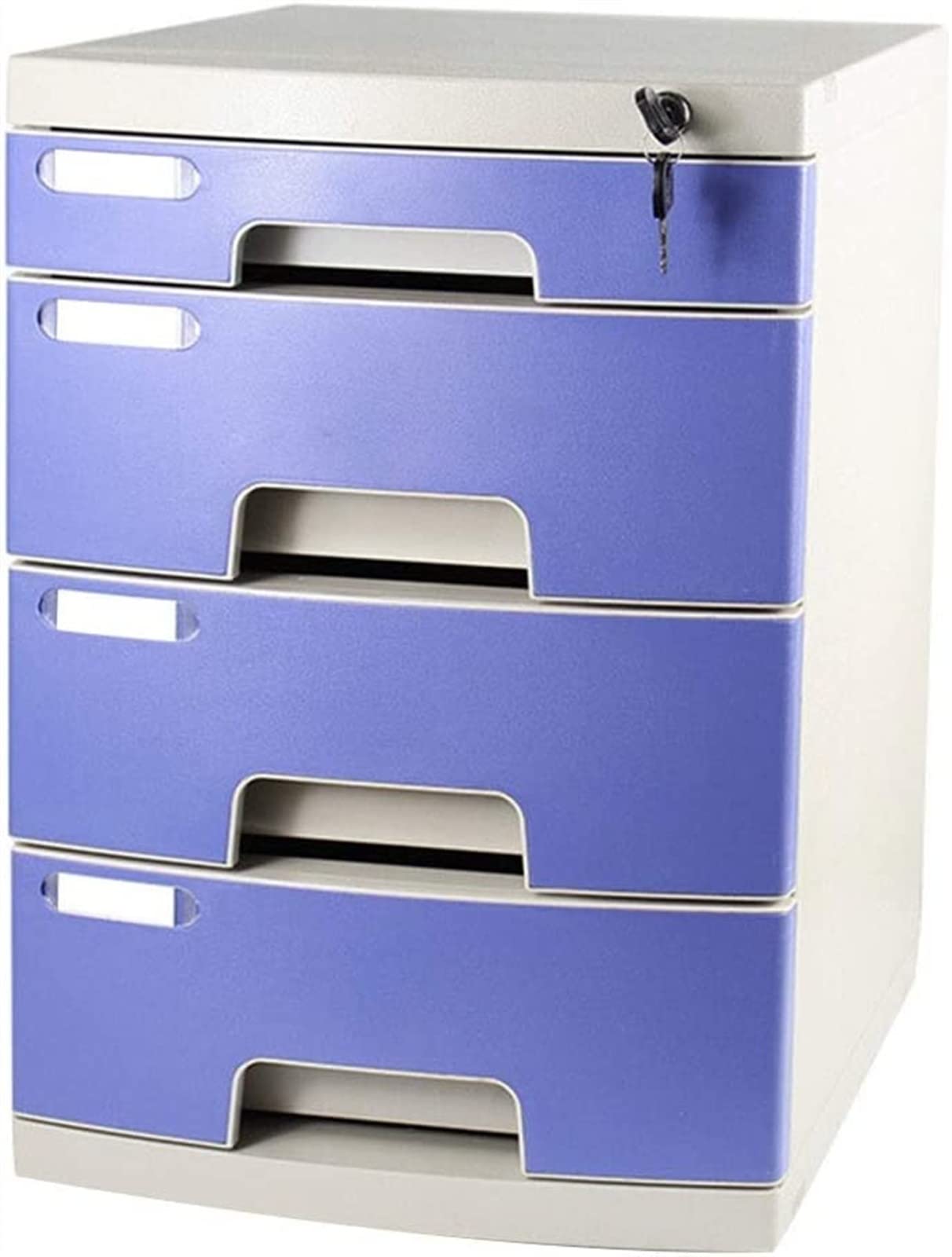 Schedario, divisorio per schedario, 4 cassetti, scrivania con Serratura, Contenitore classificato e Scatola di immagazzinaggio per Documenti d'ufficio, Blu,Blue