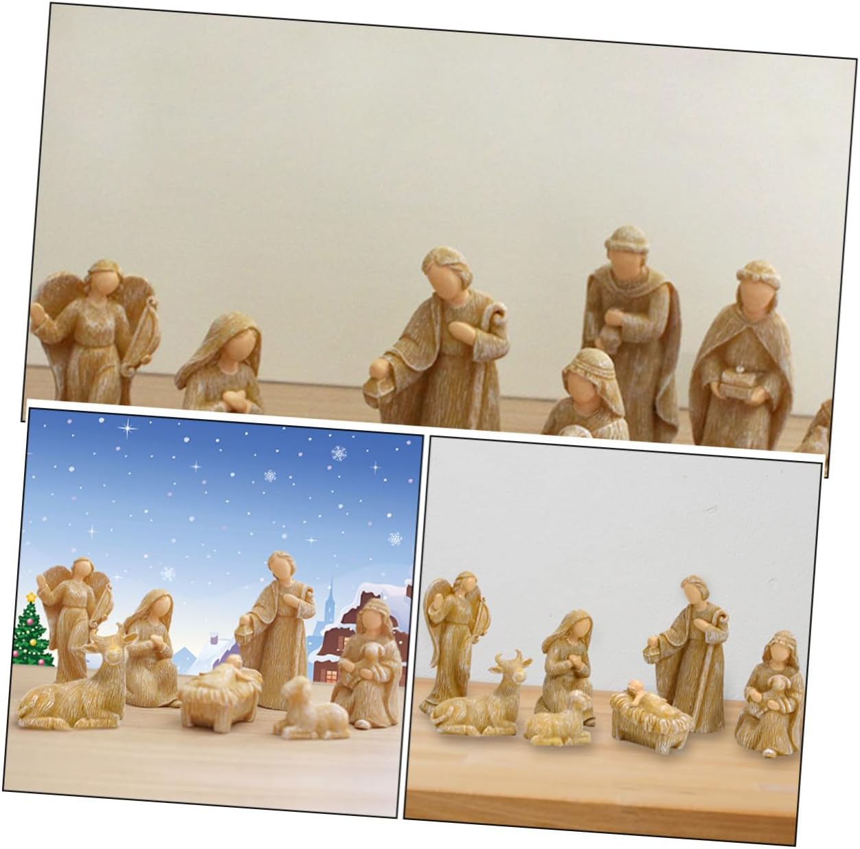 balacoo 10pcs Small Resin Jesus Nativity Figures Christmas Decors Tabletop Nativity Set Delicate Religious Sculptures for Home Holiday Decoration