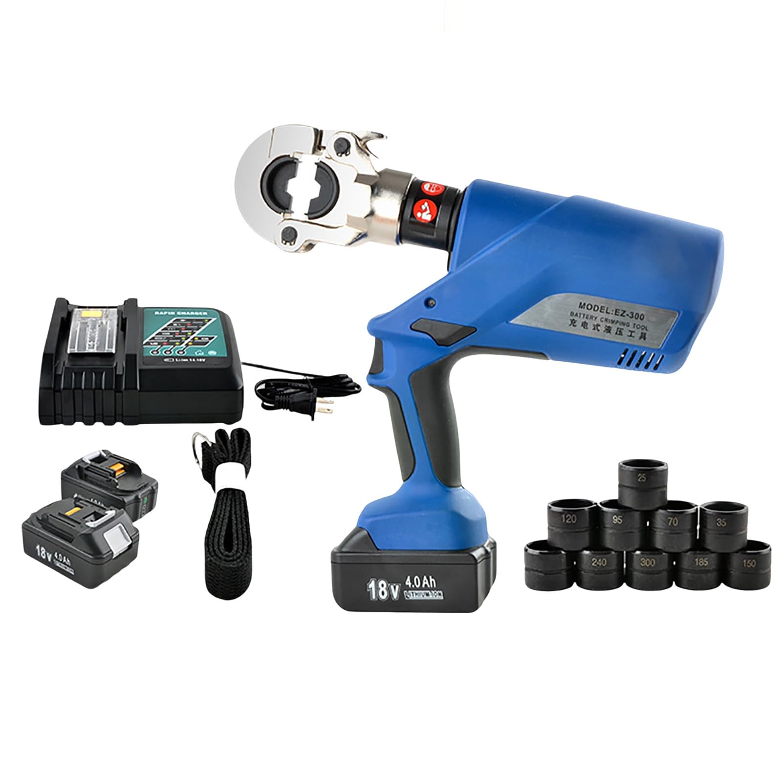 Alicates hidráulicos recargables con 12 pares de troqueles y 2 baterías de 4.0 Ah, cargador incluido, herramientas de primera calidad para crimpado profesional