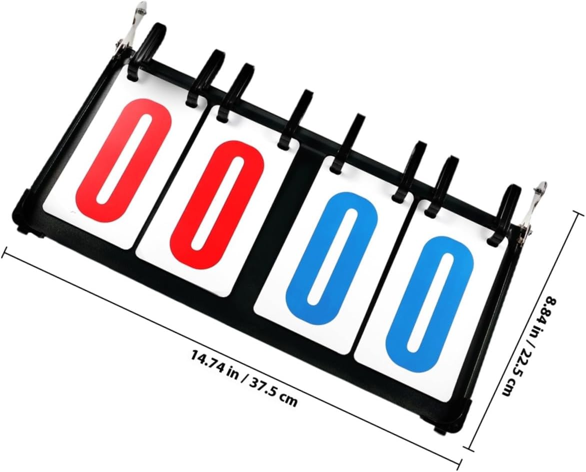 Flip Scoreboard for Sports Games Sturdy PVC and Metal Cold Plate Construction Use Four-Number Scorekeeper for Basketball Soccer Volleyball Baseball