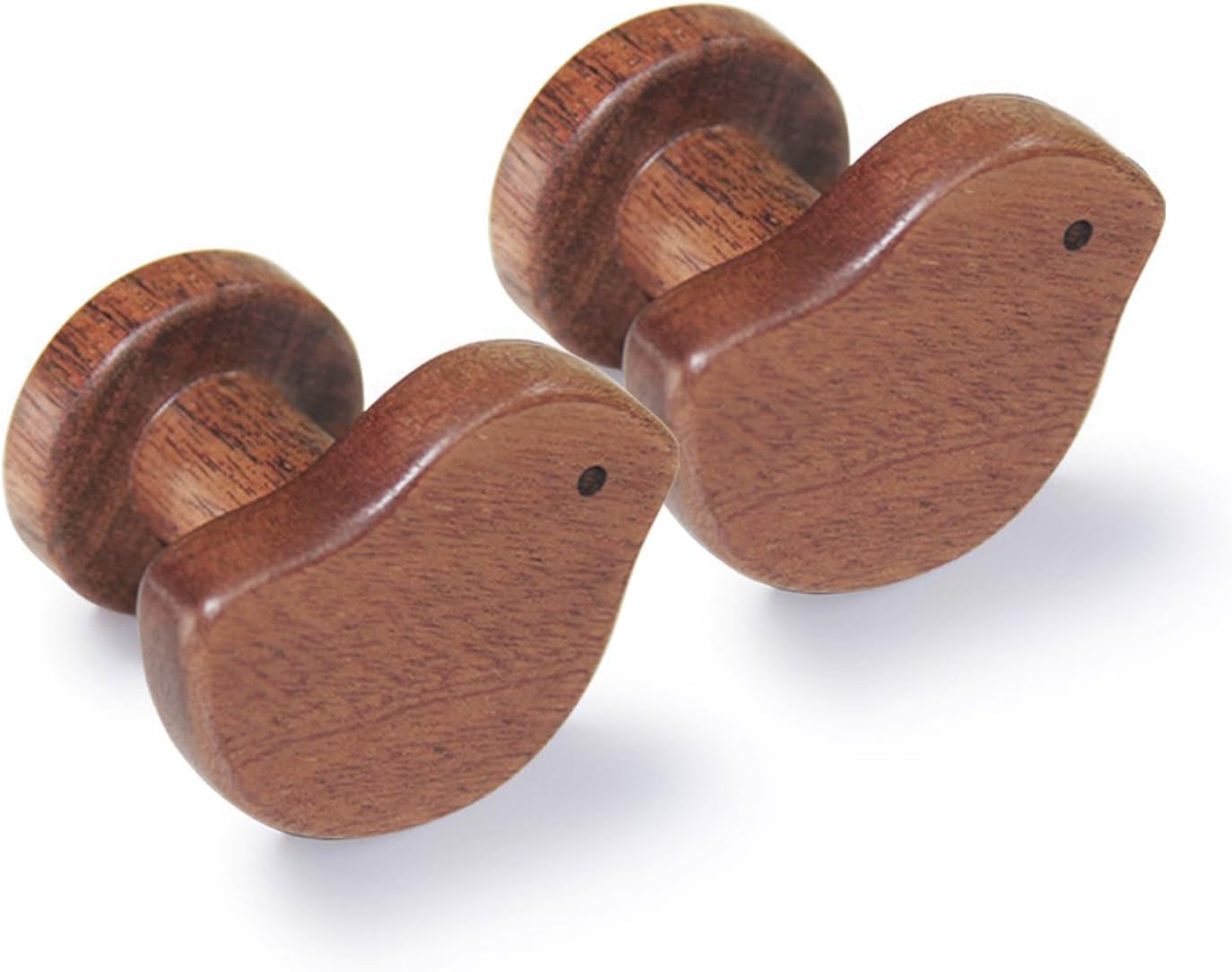RENMTURE Decorative Bird Wall Hooks, 2-Pack, No-Drill Coat Hangers for Living Room, Kitchen (Walnut Wood)
