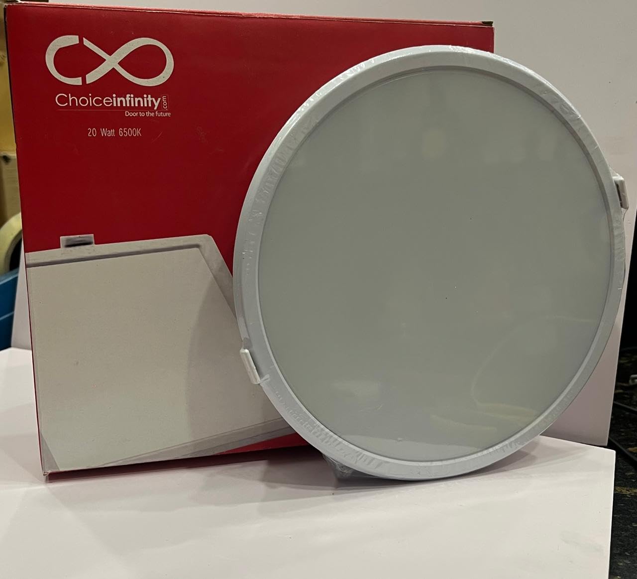 Choiceinfinity 24W Crystal LED Round False Ceiling Panel Downlight | Cool Day White Ceiling Light (6500K)| BIS Certified | Suitable for Home & Flats | 8" Inch Cutout | (Pack of 1)