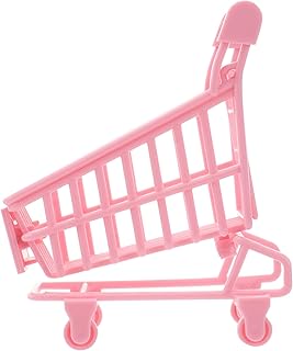 Abaodam Mini Carrinho de Mão de Supermercado Mini Carrinho de Compras Modo Mesa de Armazenamento Suporte de Cesta de Brinquedos Mesa Fingir Carrinho de Supermercado Brincar de Boneca