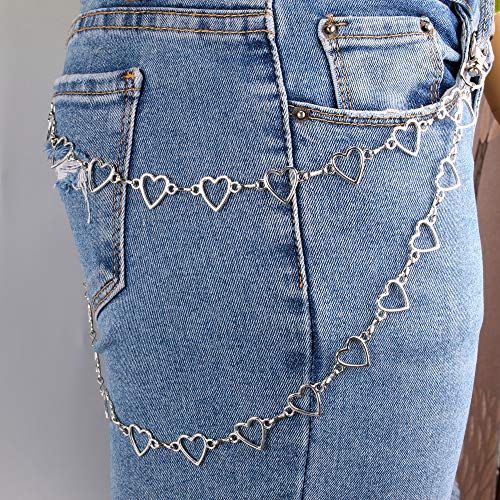 Yertter unisex hip hop punk heart pendant layering trousers chain…