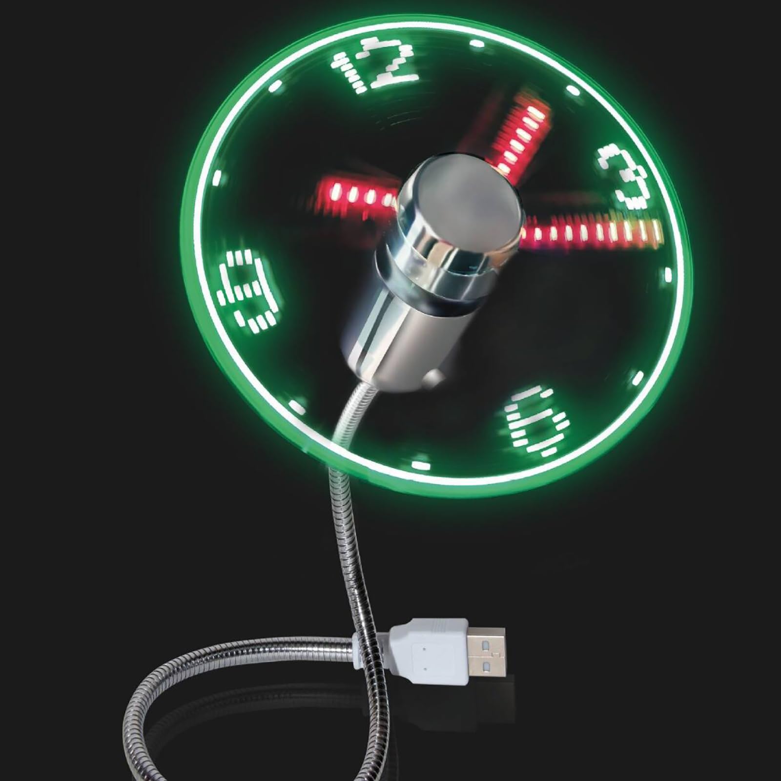 Soseelnee USB Clock Fan with Real Time Display, Mini Portable Flexible Cooling Fans with Led Light for Home Office (1)
