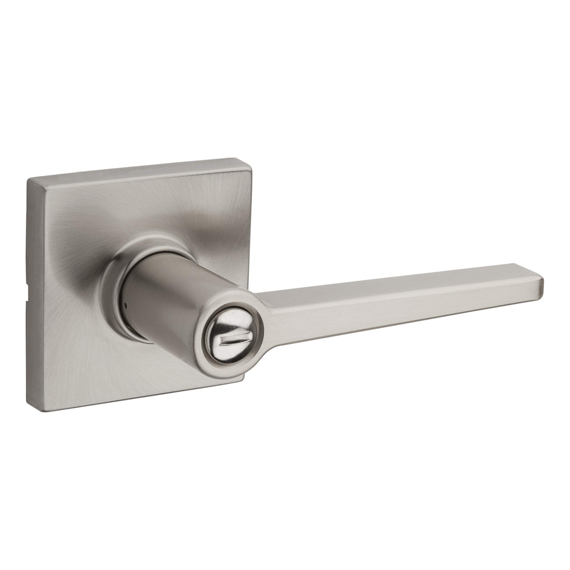Kwikset Safe Lock Daylon Lever Square Rose Privacy Lock Satin Nickel