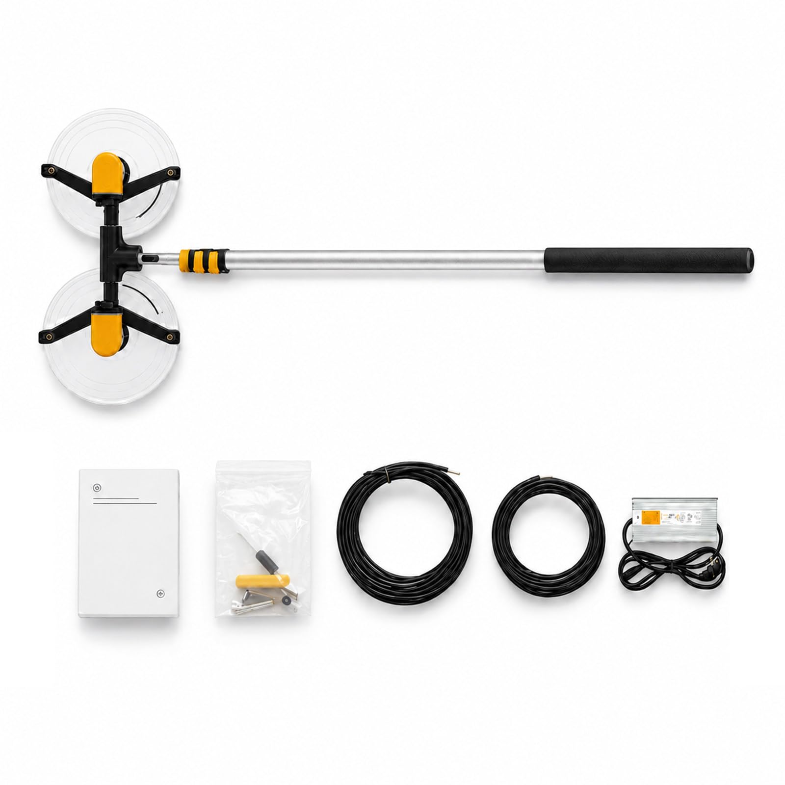 TBANVOO 1.58-7.5m Adjustable Aluminum Telescopic Pole, Electric Dual-Head Rotating Brush with 29m Water Hose, for Window & PV Cleaning 5.5m