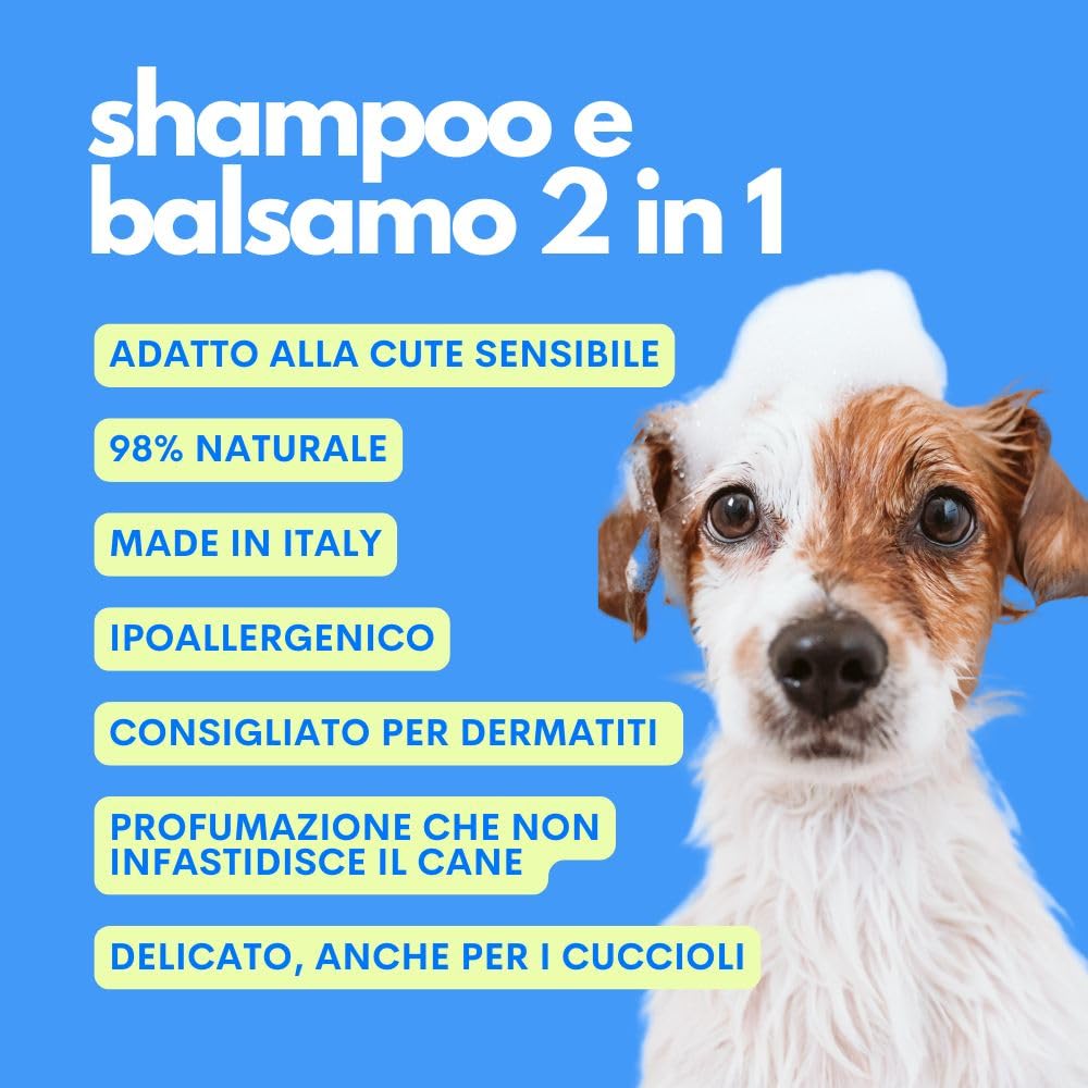 JAMPY Shampoo Cane Igienizzante Delicato. Ipoallergenico, Antiprurito, pH Bilanciato. Per Cani a Pelle Sensibile, Adatto Uso Frequente - 250 ml.