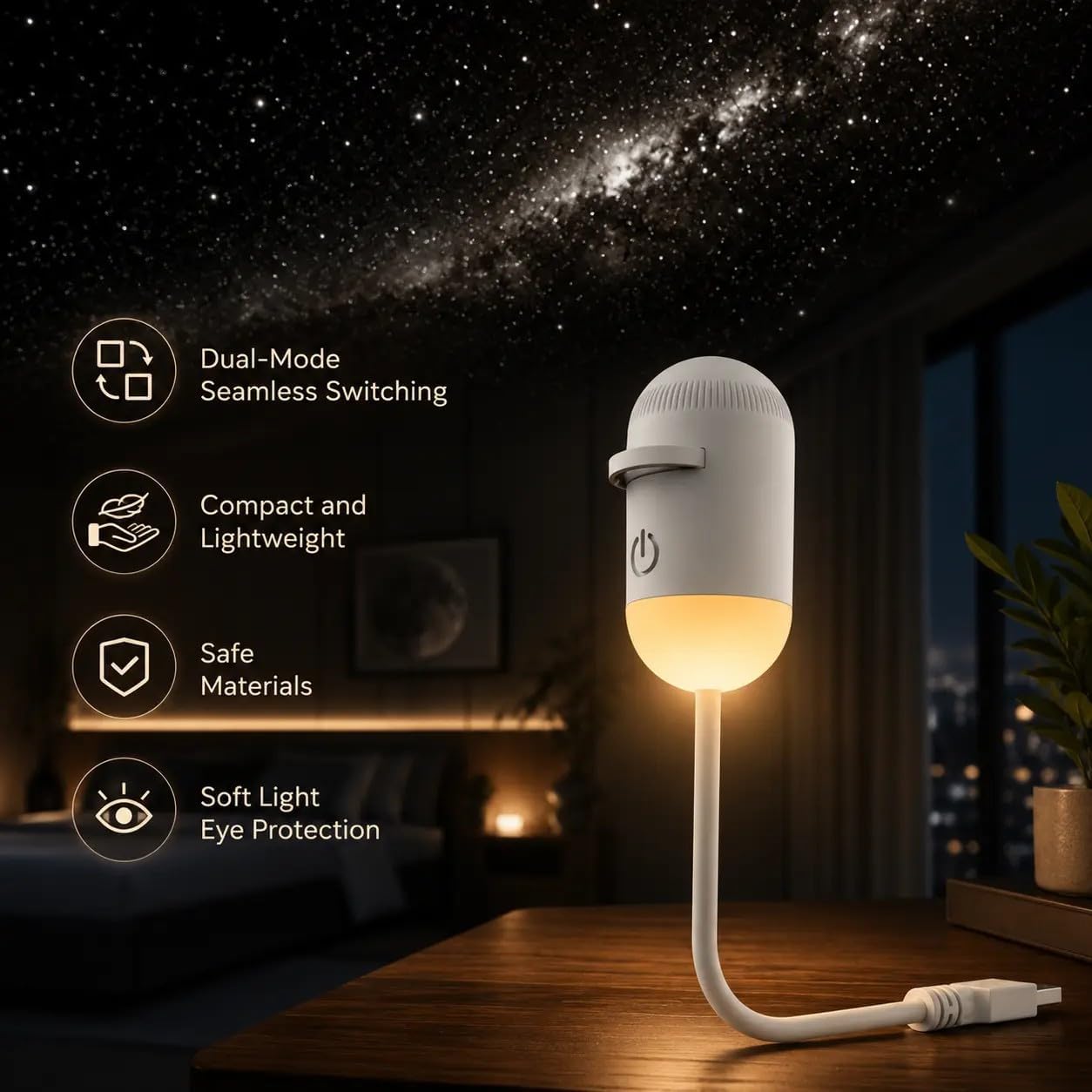 Proiettore Stelle 12 Dischi 360° Regolabile | Cavo direzionale flessibile, controllo 10-100% preciso, fascio luminoso morbido, ideale per atmosfera da stanza.