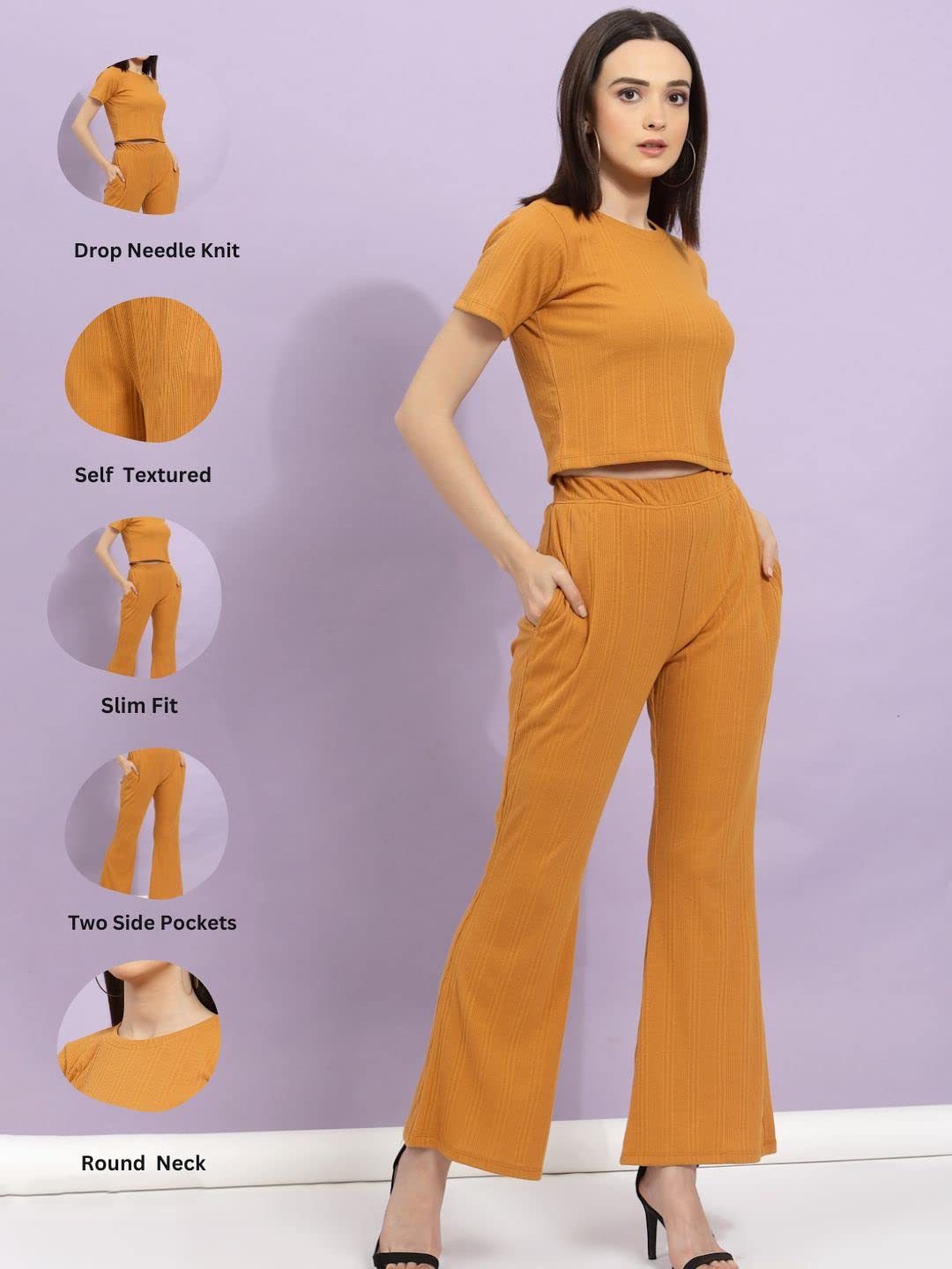 Rigo Women's Cotton Ankle Length Co-Ord Set (Wtrkst1022-Xl_Light Brown