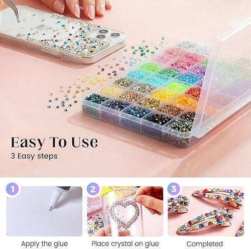 Miniatura 4 de jitaty Colorido kit de diamantes de imitación de resina para deslumbrar, kit de deslumbramiento con diamantes de imitación con 3 piezas de 0.3 onzas