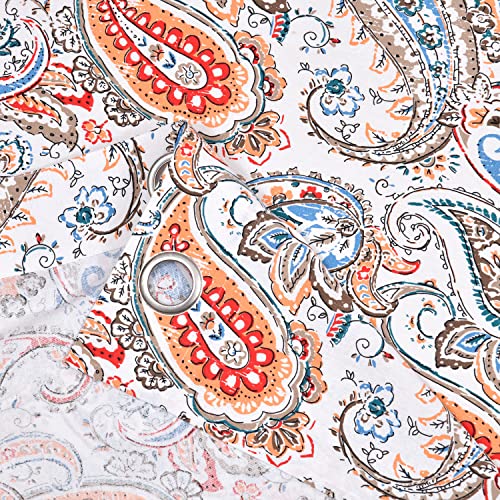 Image of LINENWALAS Cotton Curtains for Long Door Set of 2, Linen Textured Doors Curtains for Home Decor, Hangs Elegantly with Eyelet Rings (4.5ft x 6 ft,) Multicolor Paisley