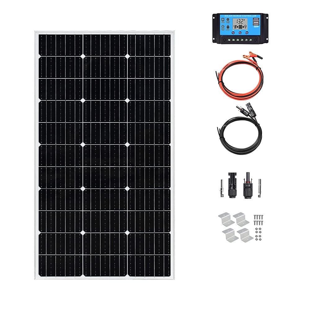 XINPUGUANG Kit pannello solare 12 V 100 W modulo monocristallino regolatore solare 10 A per roulotte, casa, camper, auto, Yacht, carica batteria 12 V