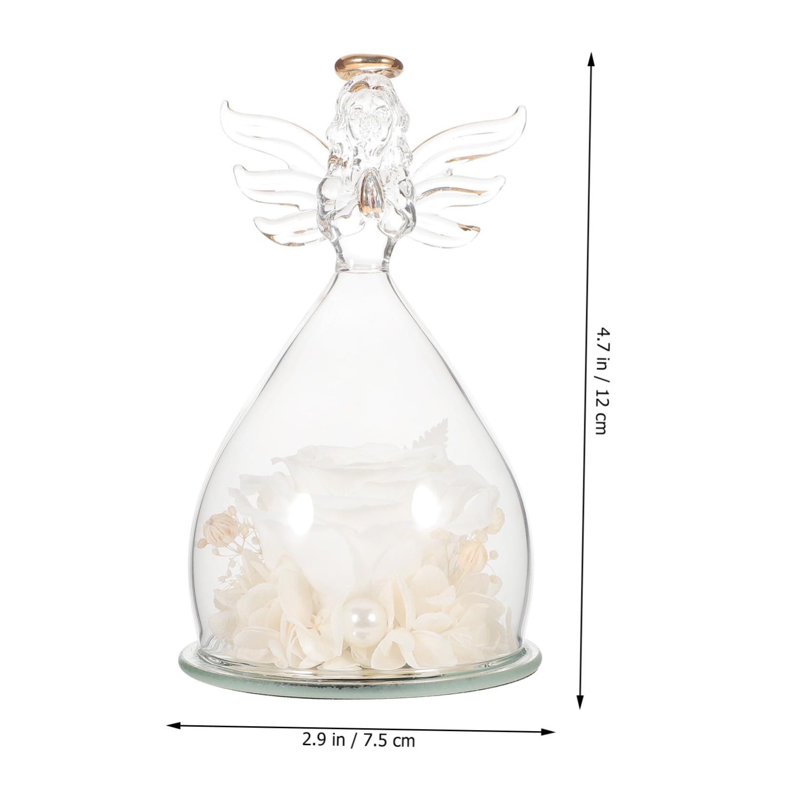 Decorazione Romantica con Bianca e Statua Angelo in Vetro, Copertura a Cupola per Arredamento Casa e Ufficio, Idea Regalo San
