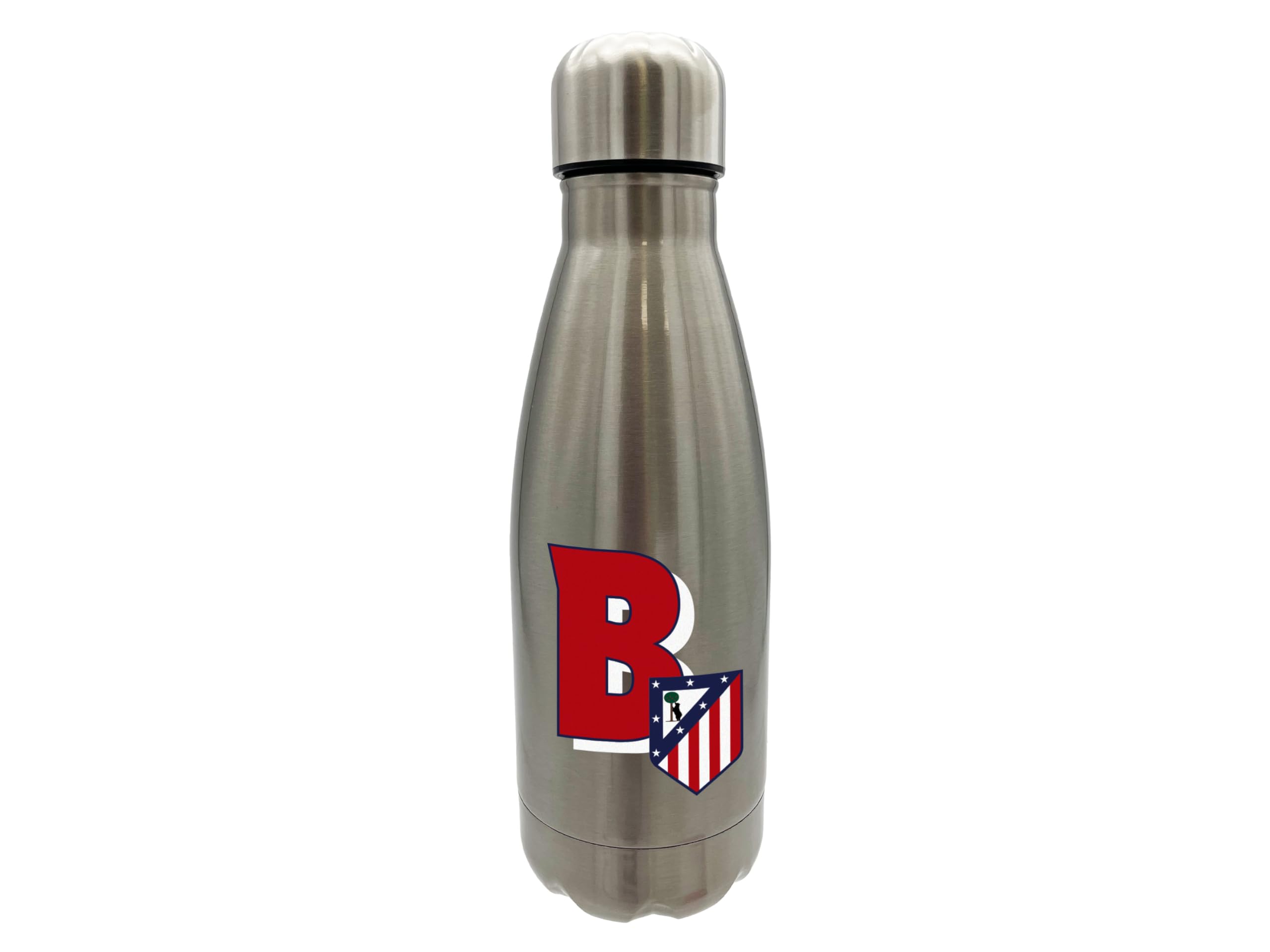 Atlético de Madrid Stainless Steel Water Bottle, Airtight Seal with Letter A in Red, 550 ml, Metallic Colour, Official Product (CyP