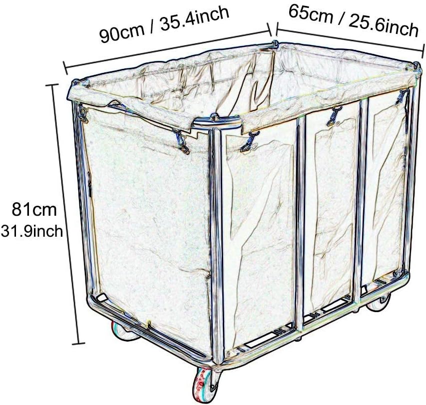 Home Brown Extra Large Commercial Laundry Trolley Rolling Laundry Sorter Cart for Dirty Clothes Storage Stainless Steel Frame(10 Tubes)