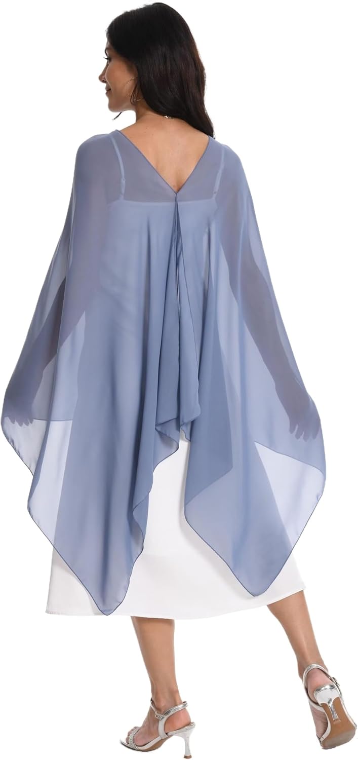 Women's Chiffon Capelet Shawls and Wraps Chiffon Capes for Bridesmaid Wedding Evening Party Dresses Cover Up