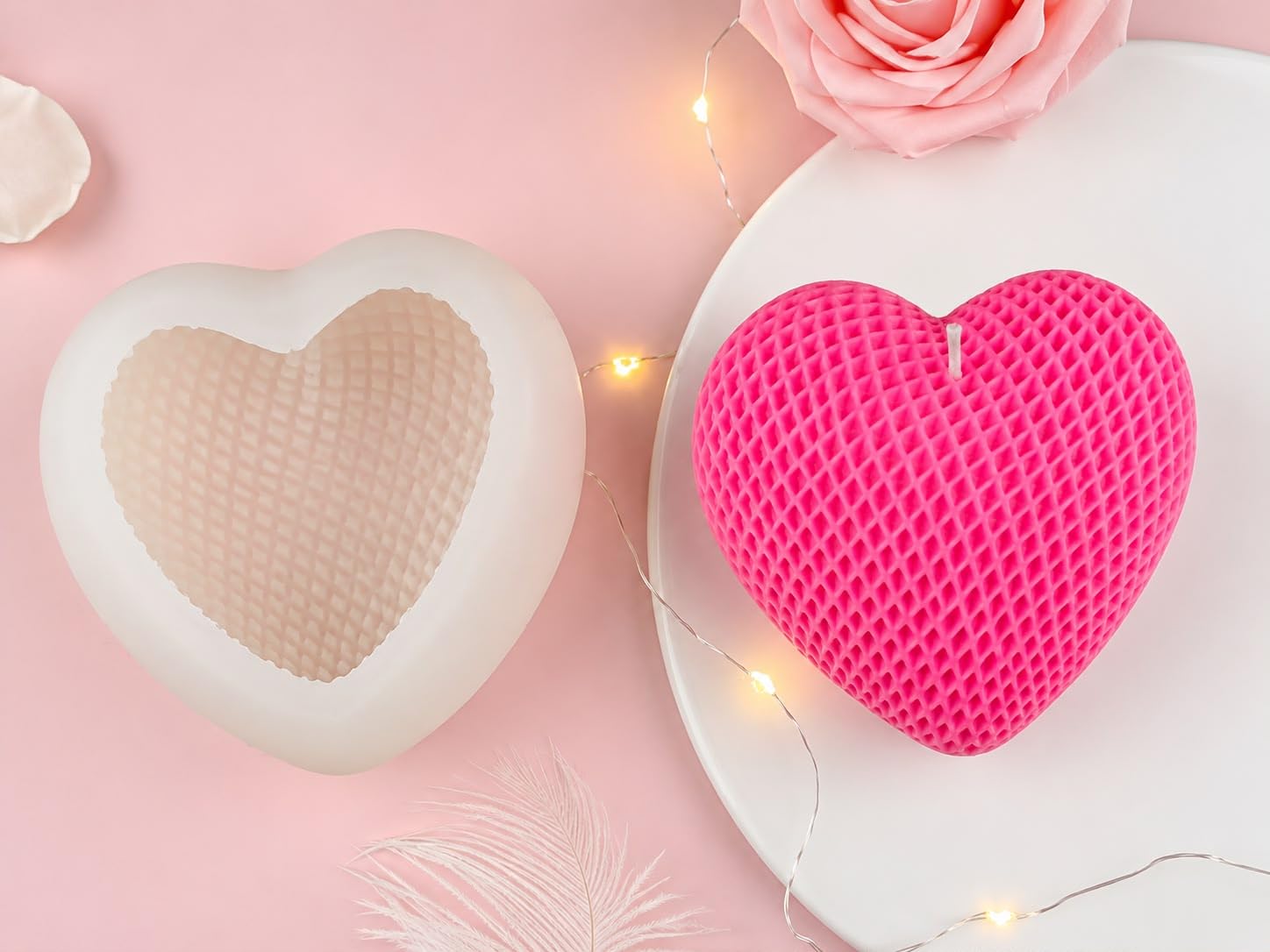 Radiance store Heart Shaped Candle Molds I 3D Round Heart Silicone Wax Mould I for DIY Handmade Ornament Chocolate, Dessert, Cake Decor, Aromatherapy, Soap, Resin Casting, Art Craft- Small 1 pc-image-6