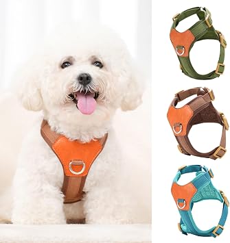 No Pull Dog Harness for Medium Dogs, Adjustable Puppy Vest Harness, BrownL