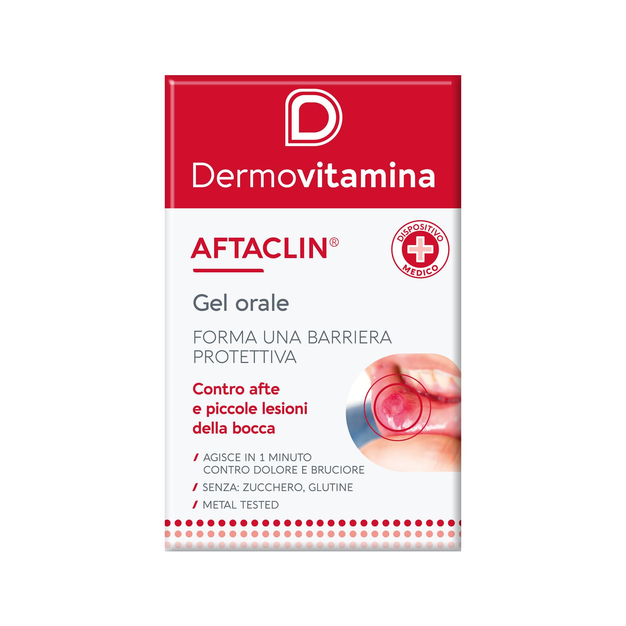 Dermovitamina Aftaclin Gel Oral Against Canker Sores And Small Injury Of Mouth 7 ml