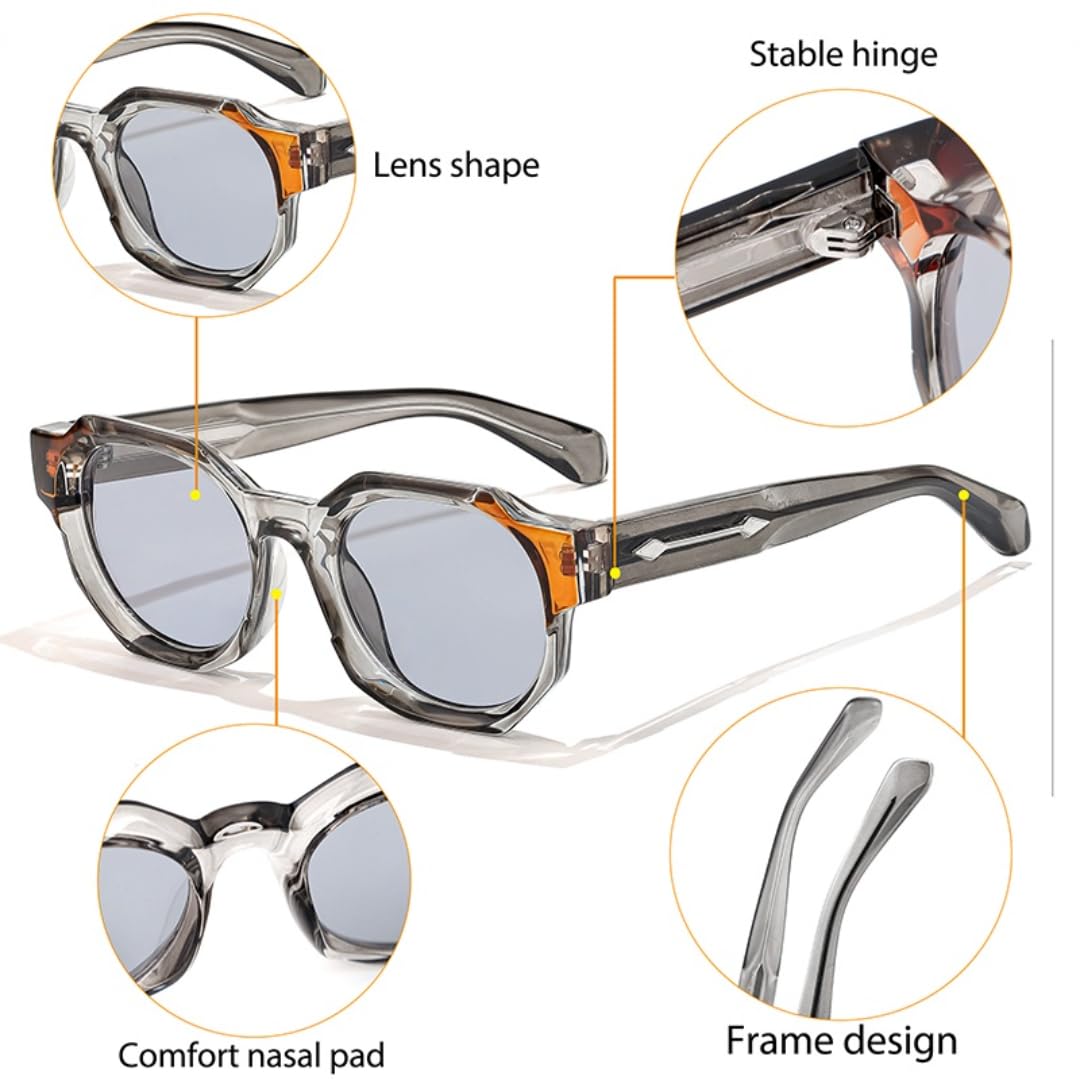 Gafas de sol de moda punk con inserción de núcleo poligonal en las patillas. Gafas de sol para mujer, ideales para fiestas de verano en la playa.