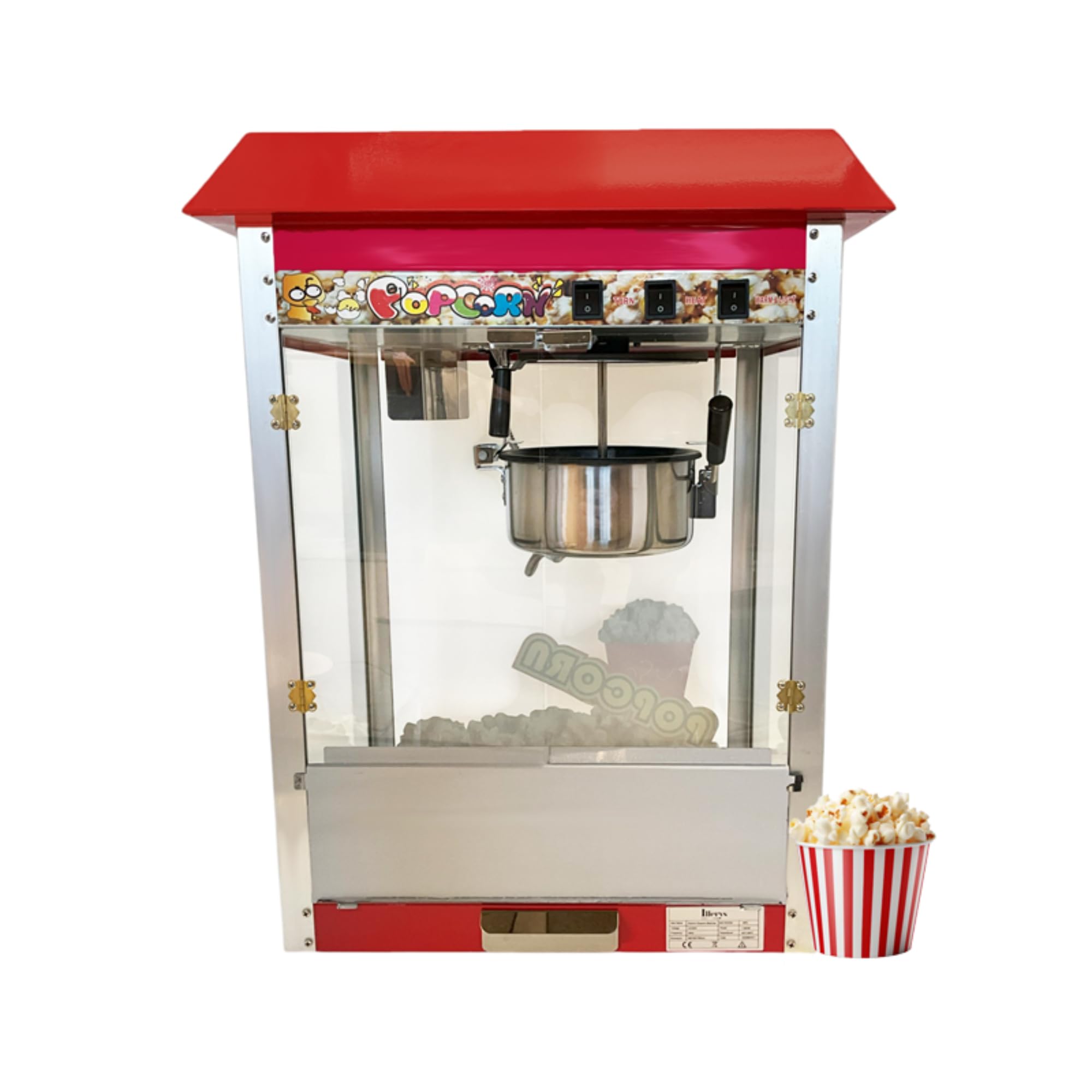 Machine à Pop-Corn Professionnelle - 1440W - Cuve Antiadhésive 2,2L - Éclairage LED - Maintien au Chaud