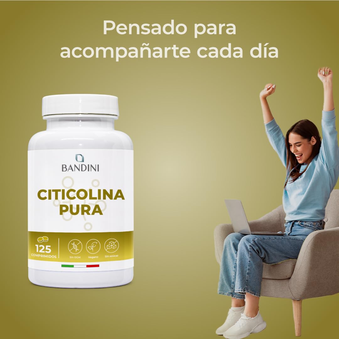 Bandini® Citicolina CDP 500 MG - 125 comprimidos - Suplemento de CPD Colina - Apoyo natural de alta dosis para el funcionamiento normal de las células y dieta equilibrada - Sin aditivos, 100% Vegano