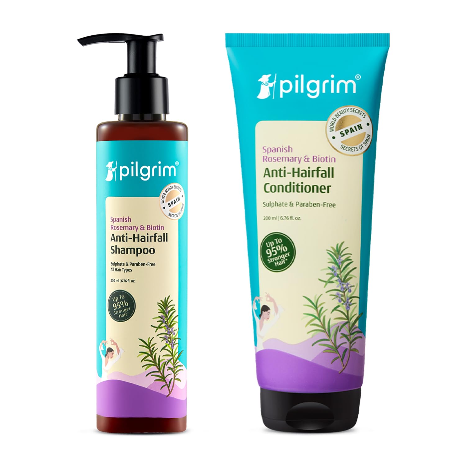 Pilgrim Spanish Rosemary & Biotin Anti Hairfall Shampoo & Conditioner Set | Hair Fall Control, Hair Growth & Breakage Repair | Strengthens Weak Hair Up To 95% | Rosemary Hair Growth Care-image-35