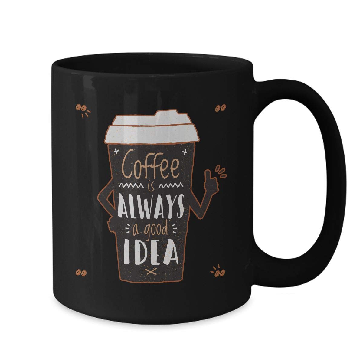 Amazon.com: Funny Coffee Lover Mug - Always a Good Idea Thumbs Up Design  - 15oz Black Ceramic Coffee & Tea Cup Gift : Home & Kitchen