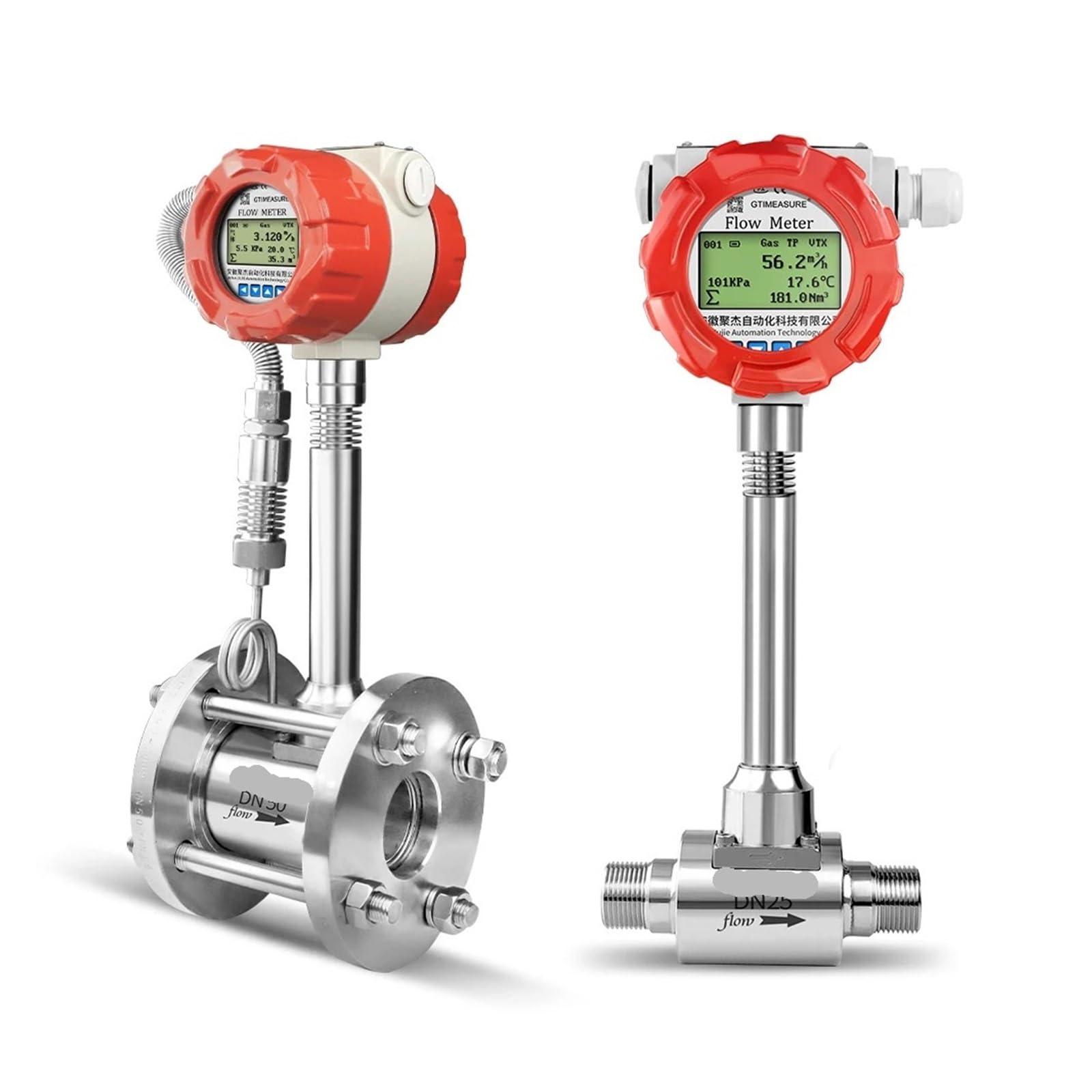 KSZHZYMGX Steam Flow Meter Compressed Air Nitrogen Flow Display 4-20mA RS485 Nitrogen Flow Sensor(DN25)