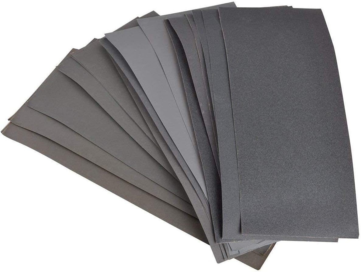 Sandpaper, UCEC 100 Pcs 320 To 3000 Assorted Grit Wet Dry Sandpaper 9x3.6 Inch for Automotive Sanding, Wood Furniture Finishing and Metal Sanding