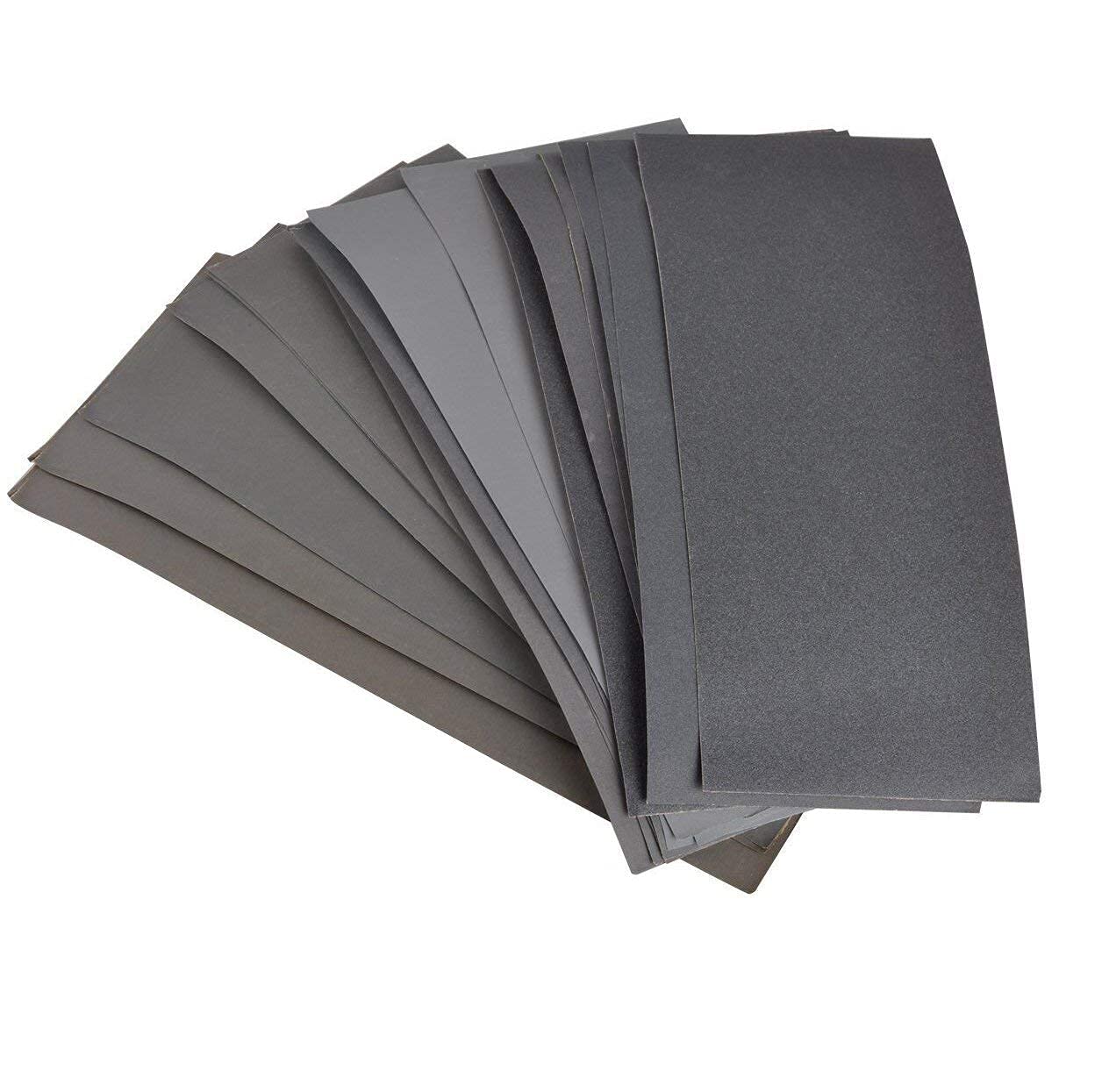 Sandpaper, UCEC 100 Pcs 320 To 3000 Assorted Grit Wet Dry Sandpaper 9x3.6 Inch for Automotive Sanding, Wood Furniture Finishing and Metal Sanding