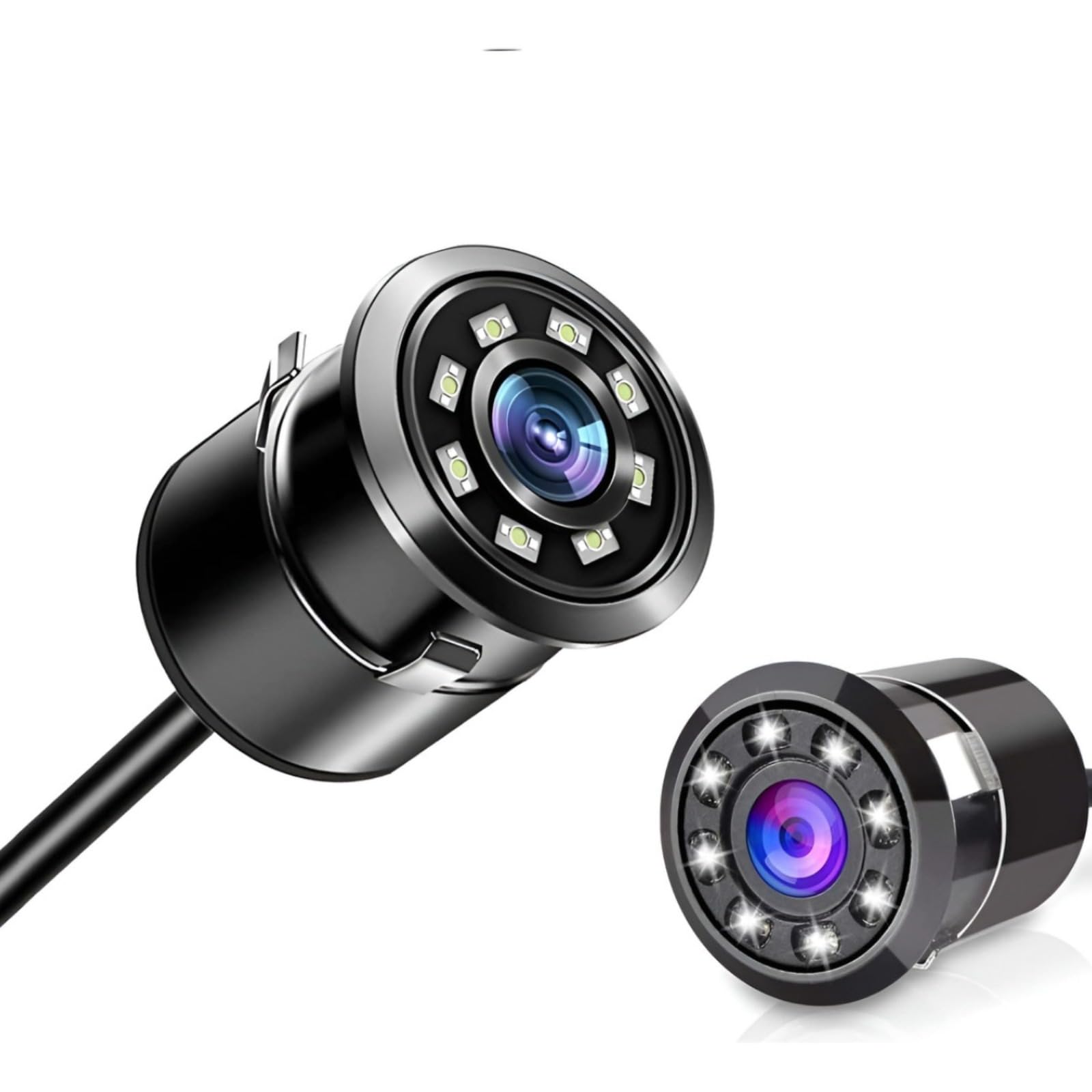 Câmera de Ré Automotiva HD com Visão Noturna 8 LEDs Infravermelhos Instalação por Furação