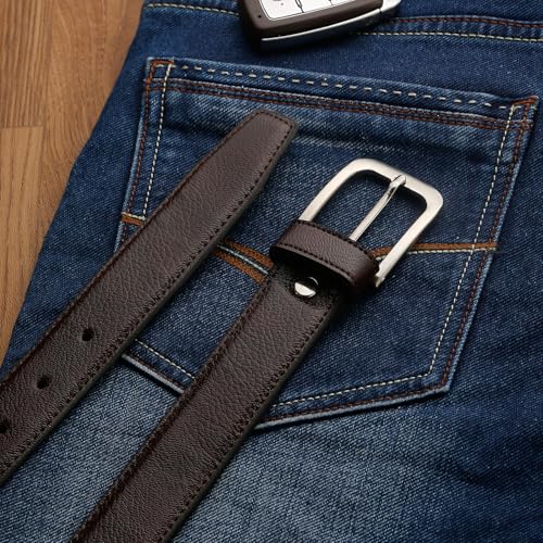 Image of Faux Leather Belt for Men | Adjustable Waistband up to 42 Inches | Belt for Jeans & Dress Pants | Belt with Heavy Buckle 135a