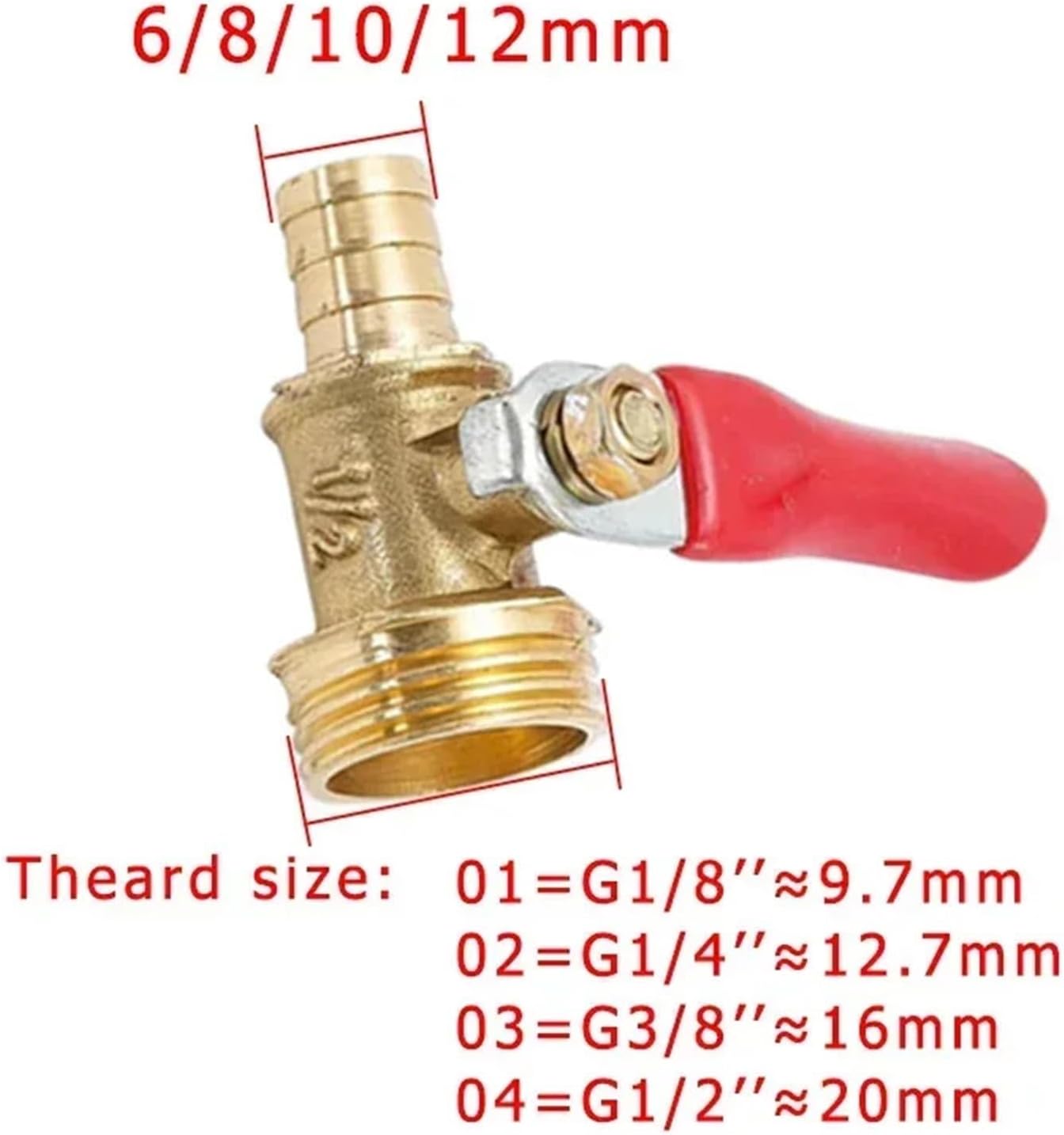 Brass Pneumatic Shut Off Ball Valve Pipe Fitting With 6/8/10/12mm Hose Barb And 1/8 1/4 3/8 1/2 Inch Male Thread Connectors 10Pcs(8mm Tube,10 PCS_1/2")