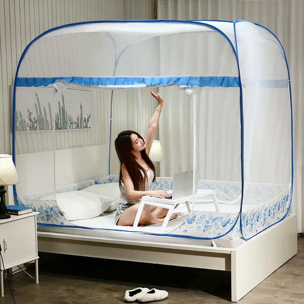 Rideaux en polyester anti-moustiques et auvent de lit pliable haut de gamme pour grand confort