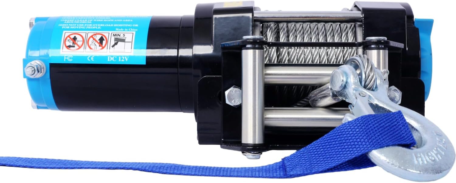 ATV/Utv Winch Black Steel 3500Lbs High Performance Outdoor Rugged Terrain Durable Weather-Resistant