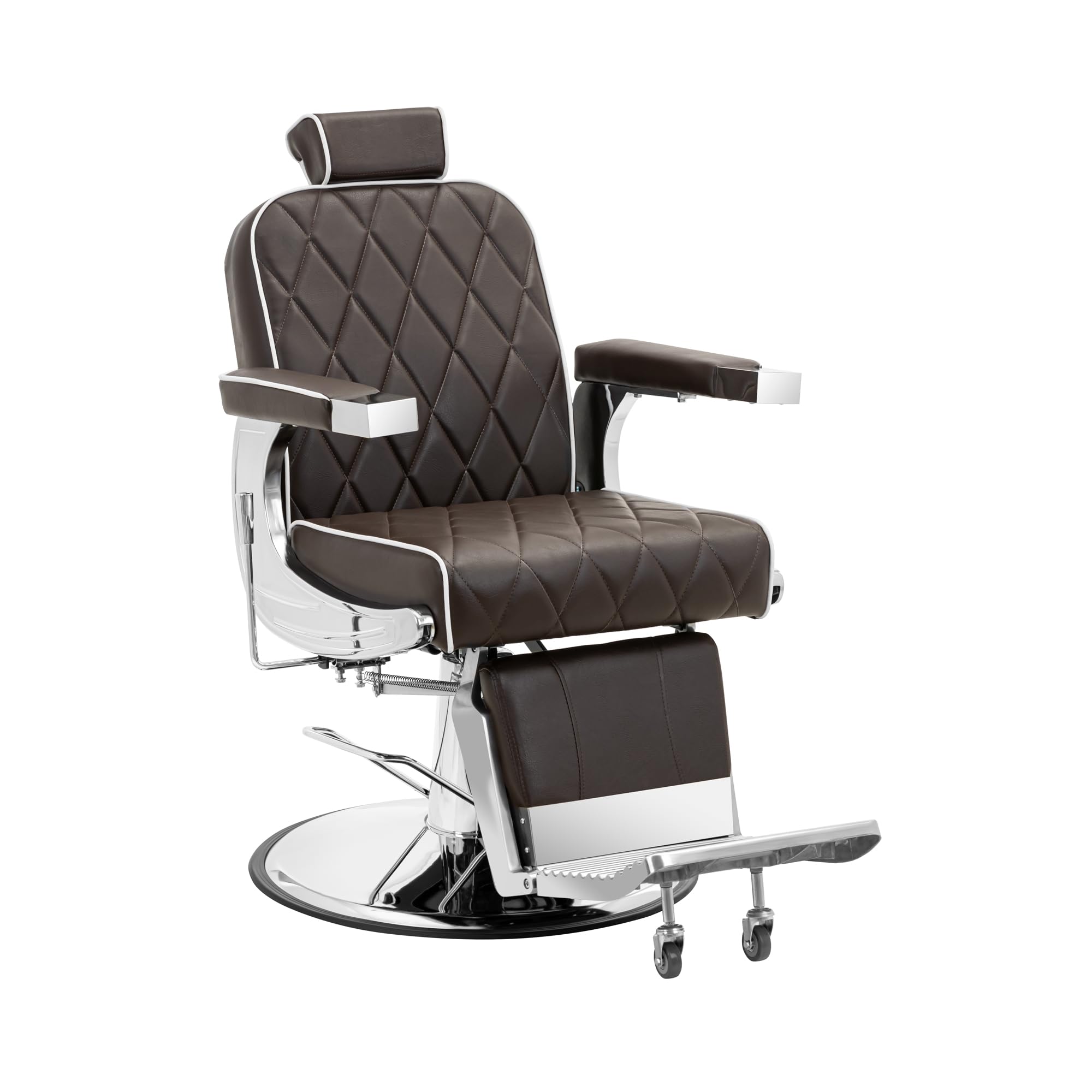 Physa FOXLEY Brown Sillón de peluquería Styling marrón con reposapiés y Altura Regulable de 58 a 71 cm para hasta 150 kg Sillón de barbería Silla de peluquería Silla de barbería