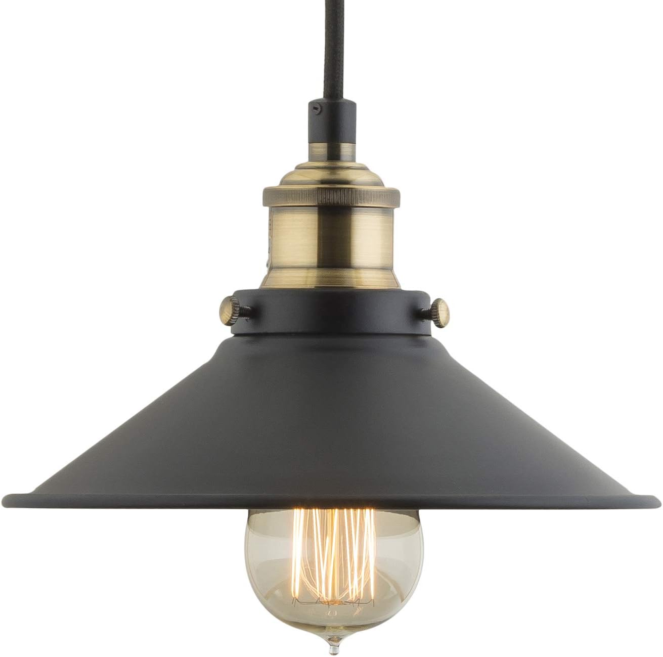 Linea di Liara Andante Black and Gold Farmhouse Pendant Lighting for Kitchen Island Industrial Hanging Light Fixtures Matte Black Pendant Light for Kitchen Sink, UL Listed