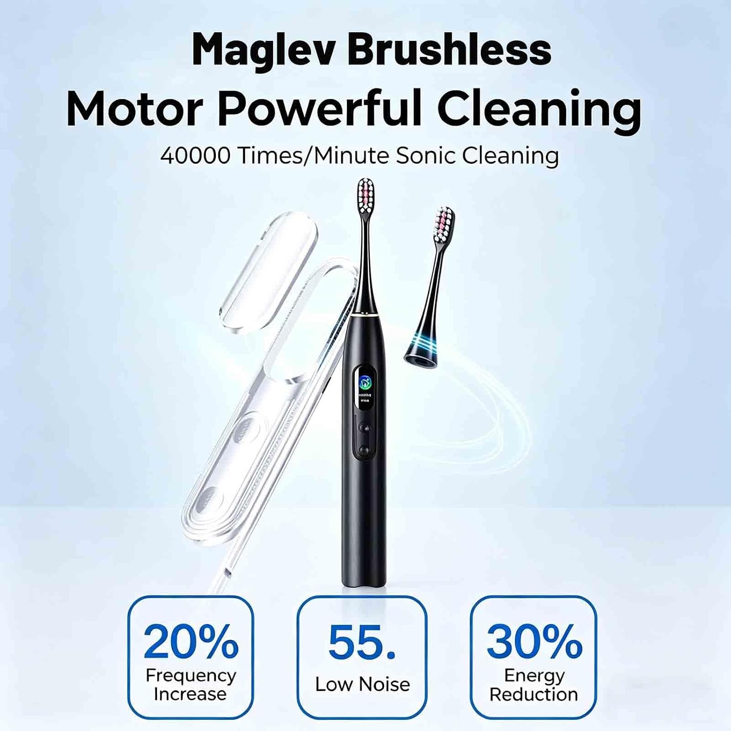 Oryzom Electric Toothbrush - 5 Modes for Personalized Care, Smart Pressure Control to Protect Gums, Rechargeable with Pressure Sensor and Timer, Customizable Intensity Powered Toothbrush
