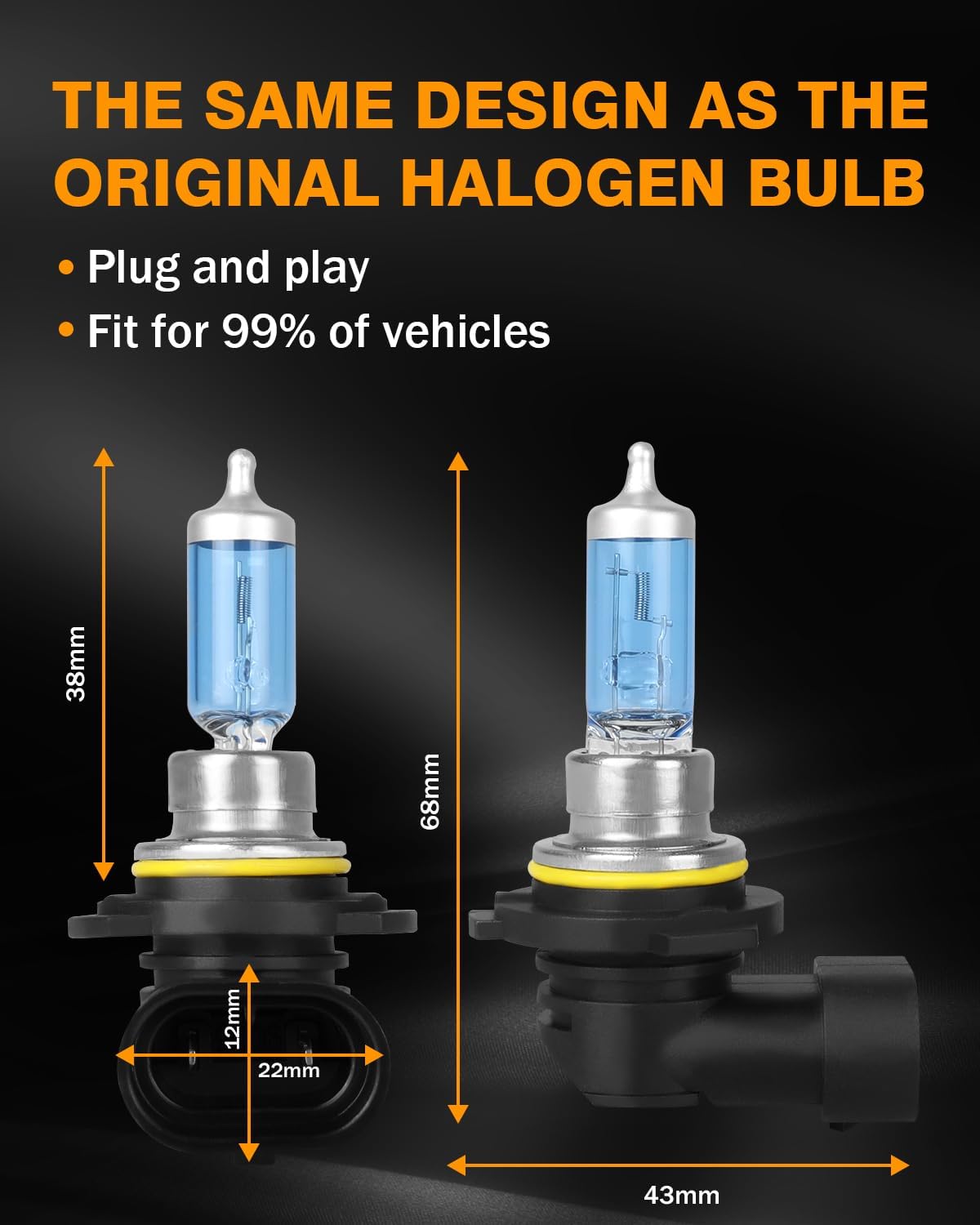 For Acura MDX 2001-2003 Headlight Bulbs 9005 High Beam+9006 Low Beam+9006 Fog Light Bulbs Combo, Super Bright Halogen Front Light Car Replacement Bulb, Plug and play, 6 PCS