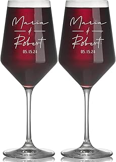 Personalized Wedding Wine Glasses - Engraved Mr & Mrs Wine Glass, Custom...